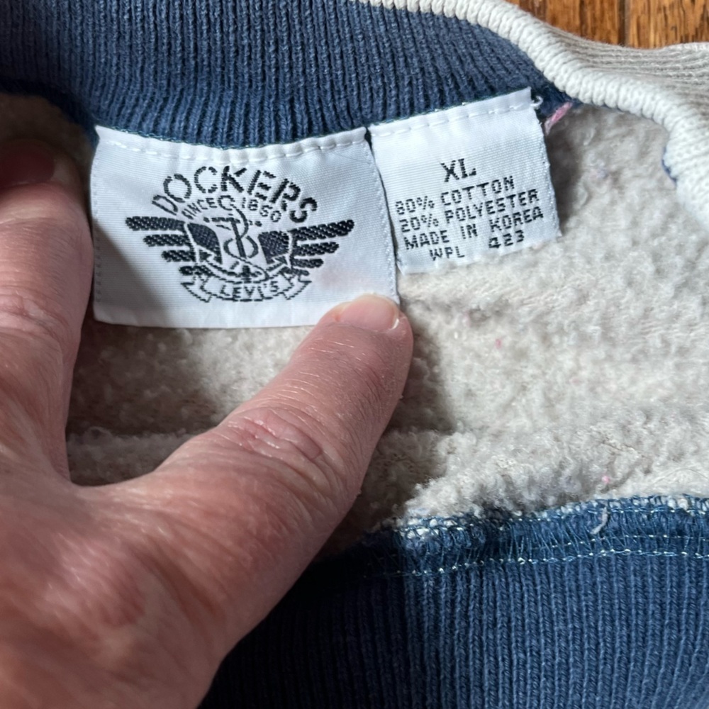 Dockers Striped Beige and Blue Men's Sweatshirt, Size XL - Picture 4 of 5